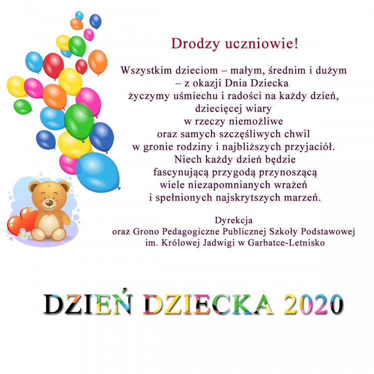 Życzenia i piosenka od nauczycieli dla dzieci (uczniów) z PSP Garbatka-Letnisko